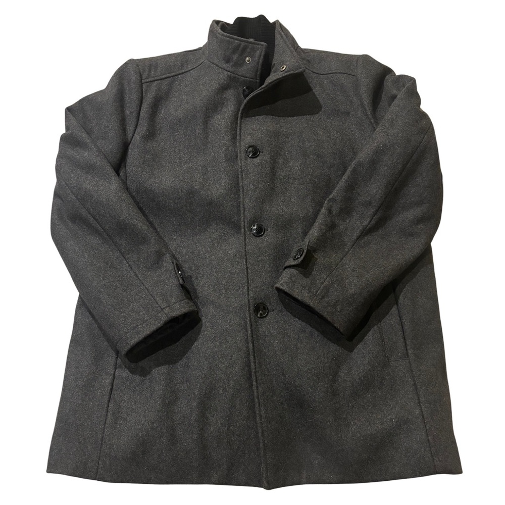 Andrew Marc Dark Charcoal Wool Pea Coat2603